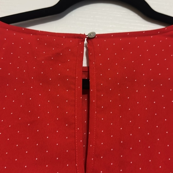 A New Day Red and white polka dot Short Sleeve Blouse size large - Picture 6 of 8